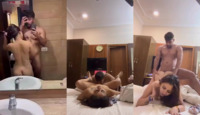 Squeezes GFs hot big boobs in Indian college girl sex video